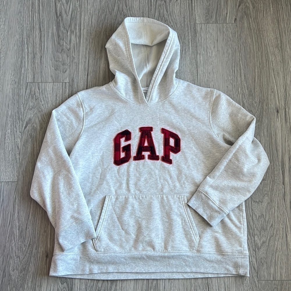 GAP Red and Black Plaid and Cream Hoodie Size XXL